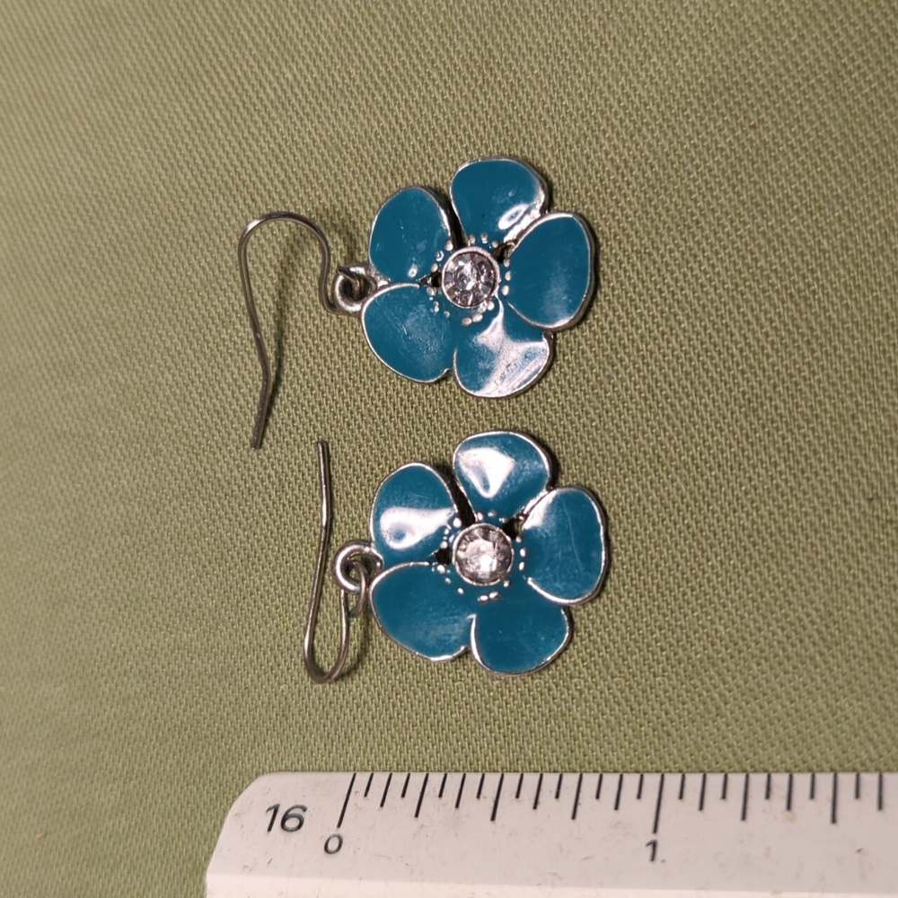 Vintage Teal Flower Earrings